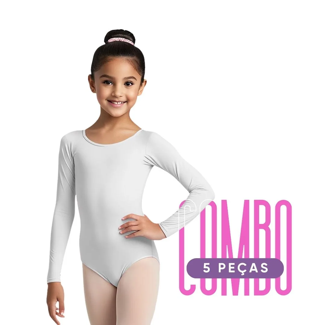 Combo com 05 Collants Manga Longa - Tamanhos Infantil