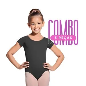 Combo com 05 collants manga curta - Tamanhos Infantil